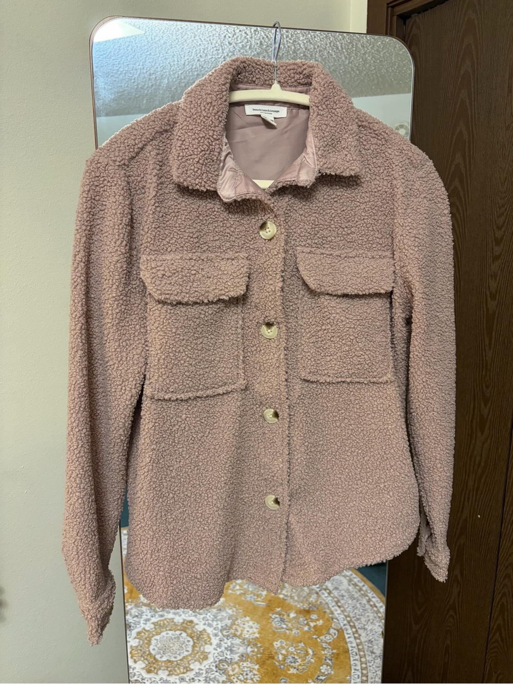 beachlunchlounge Dusty Rose Teddy Sherpa Jacket